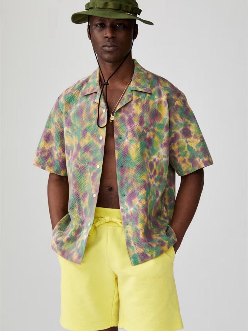 Aime Leon Dore ALD Tie Dye Camp Collar Seersucker Shirt | Size Medium